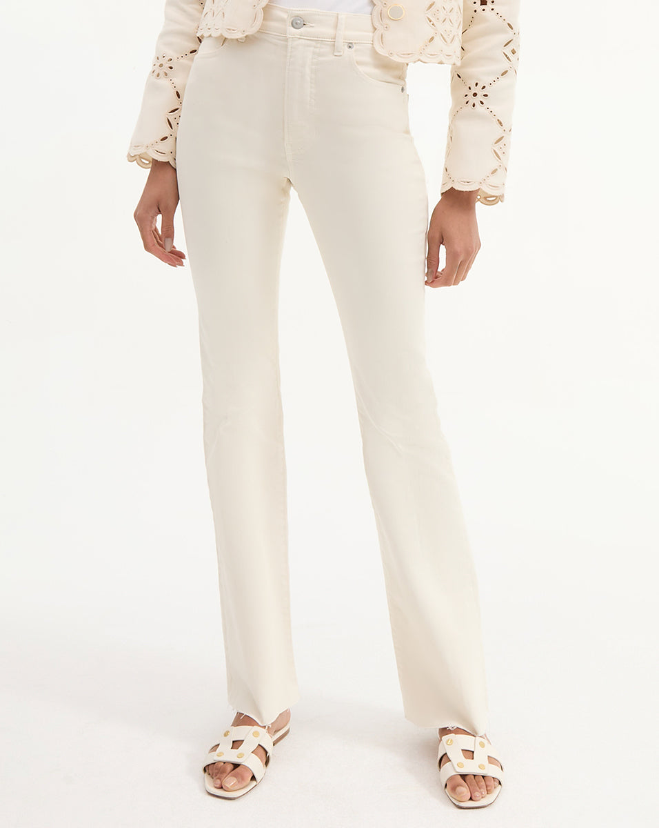 Veronica Beard Cameron Raw Hem Bootcut Jean - Ecru