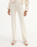 Veronica Beard Cameron Raw Hem Bootcut Jean - Ecru