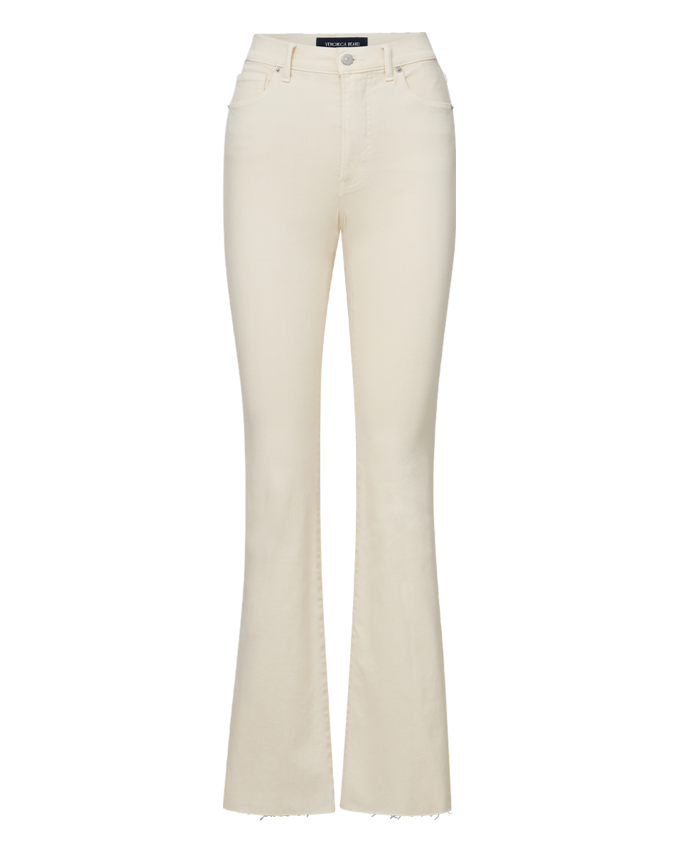 Veronica Beard Cameron Raw Hem Bootcut Jean - Ecru