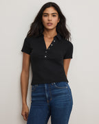 Veronica Beard Kearney Button-Down T-Shirt - Black