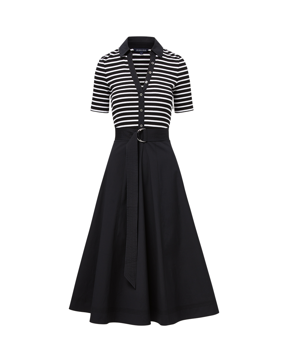 Veronica Beard Delise Mixed Media Dress White/Black