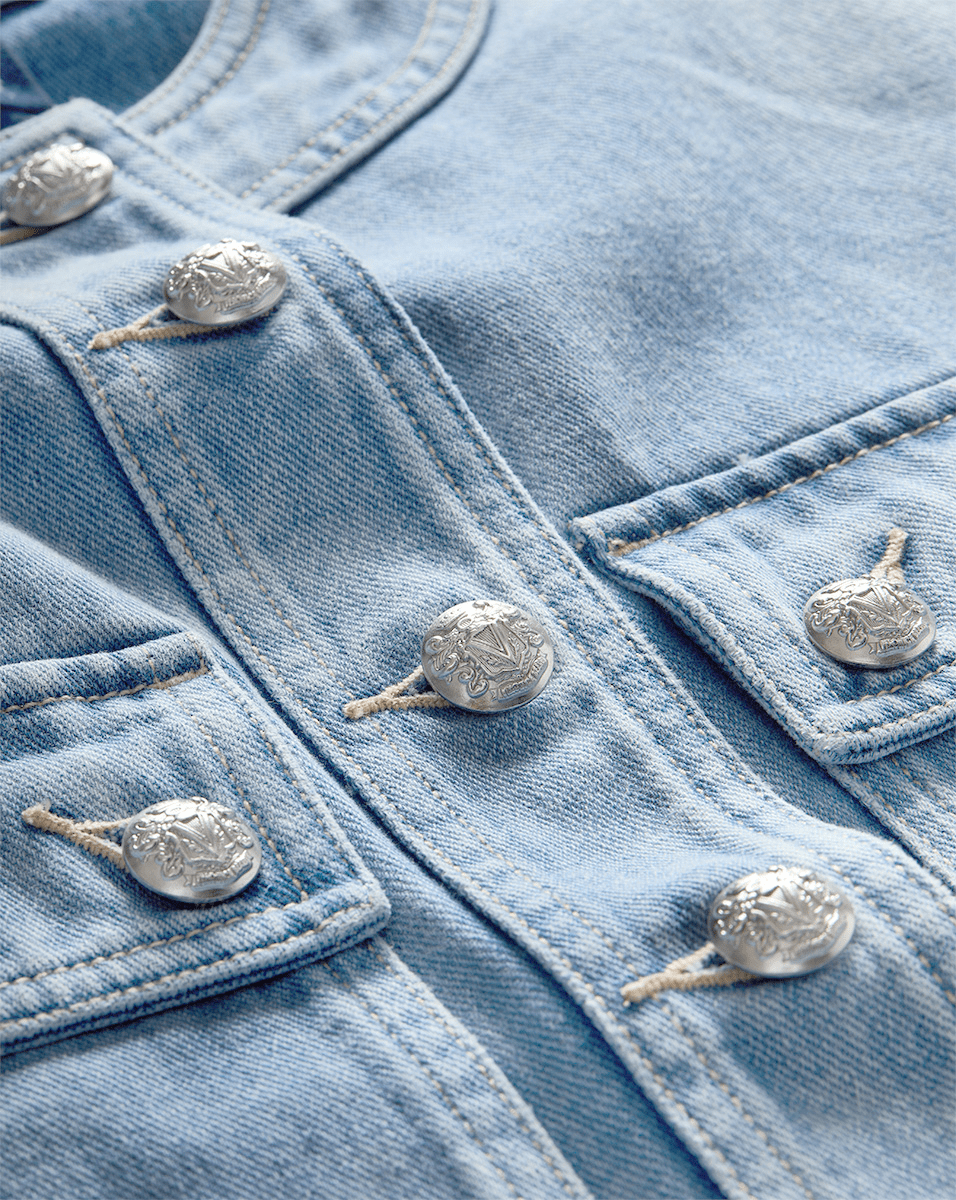 Veronica Beard Elias Short Sleeve Denim Jacket - Silverwood Blue