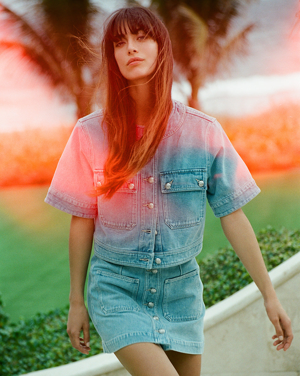 Veronica Beard Elias Short Sleeve Denim Jacket - Silverwood Blue