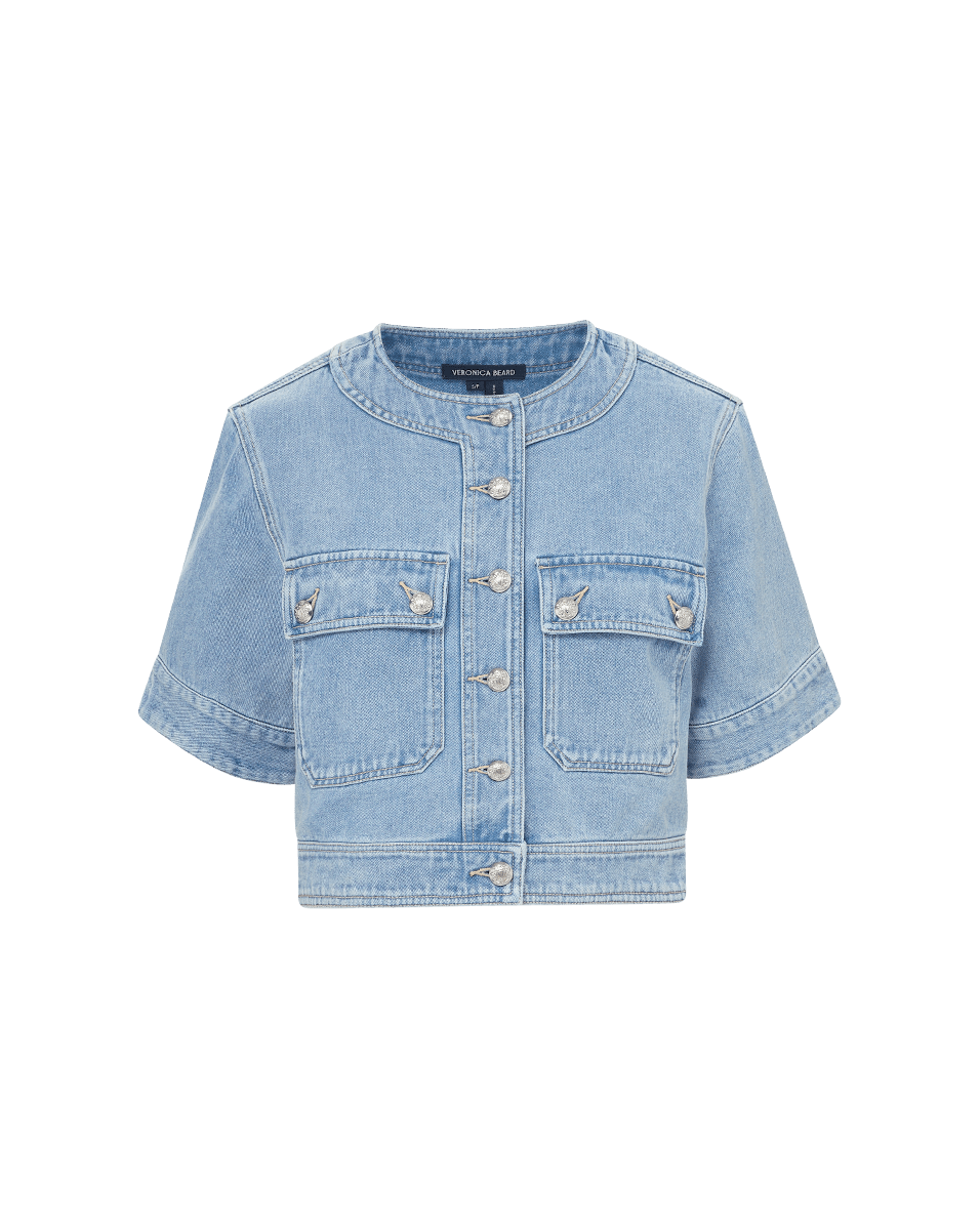 Veronica Beard Elias Short Sleeve Denim Jacket - Silverwood Blue