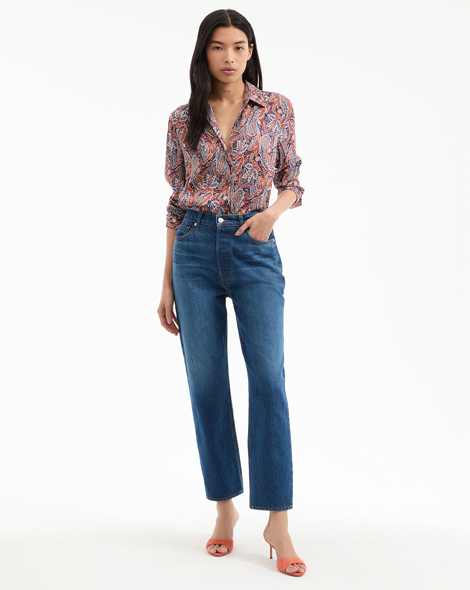 Veronica Beard Daniela Straight-Leg Jean - Bright Blue