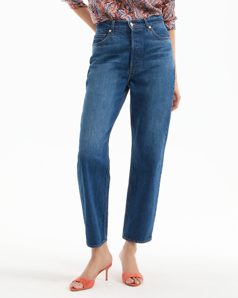 Veronica Beard Daniela Straight-Leg Jean - Bright Blue