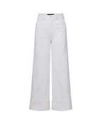 Veronica Beard Taylor Cuffed Cropped Wide-Leg Jean - White