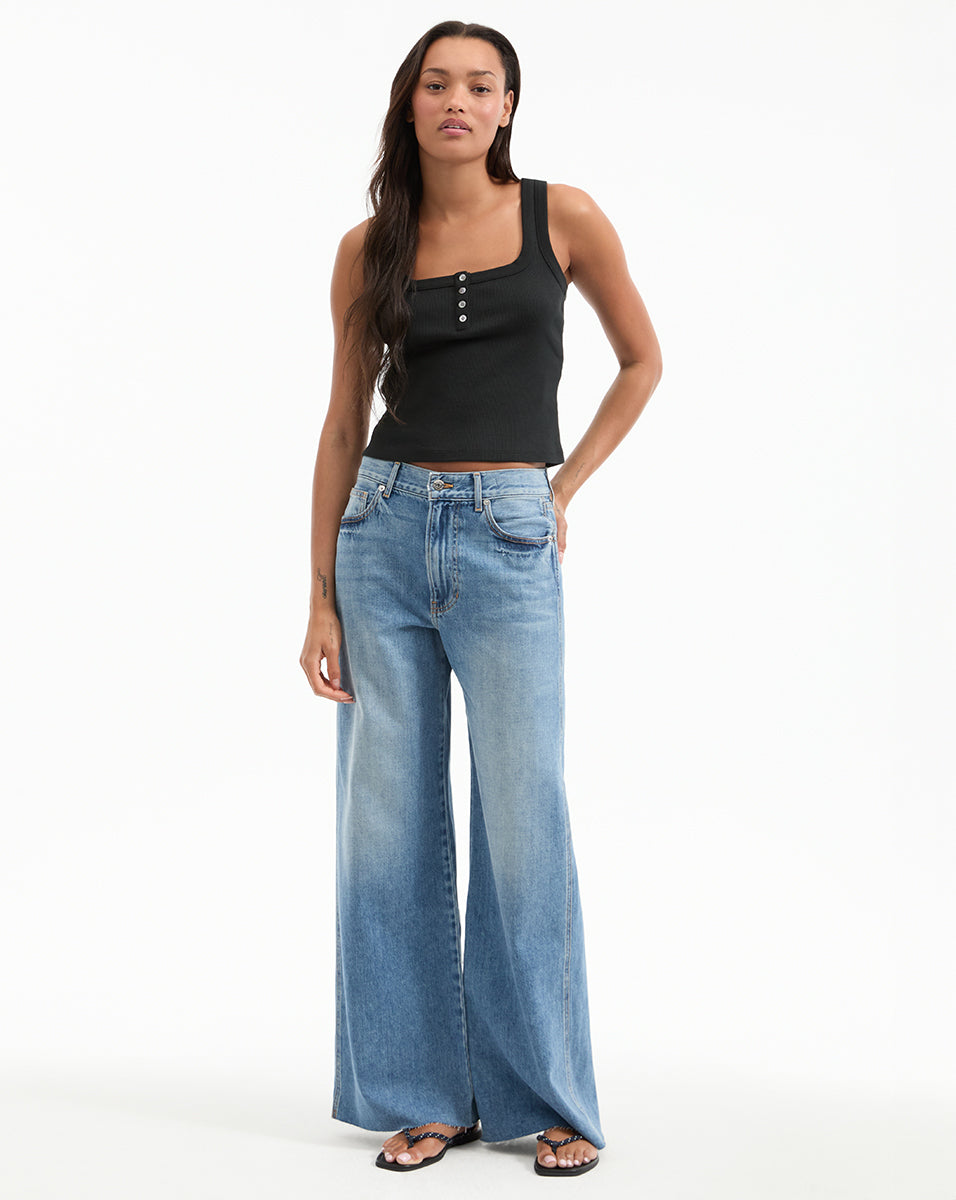 Veronica Beard Kasey Wide-Leg Jean - Dusted Glare