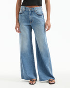 Veronica Beard Kasey Wide-Leg Jean - Dusted Glare