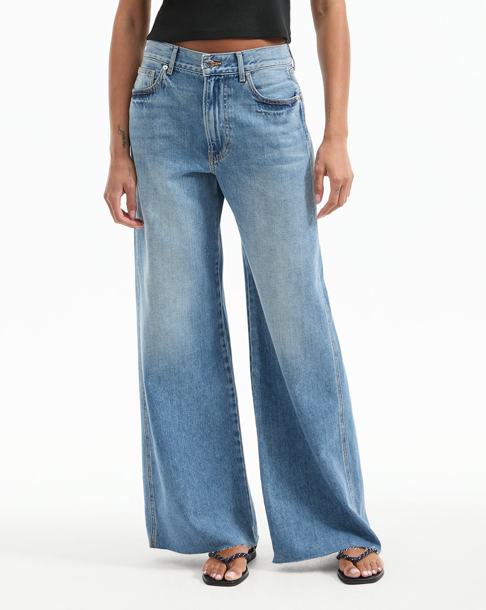 Veronica Beard Kasey Wide-Leg Jean - Dusted Glare