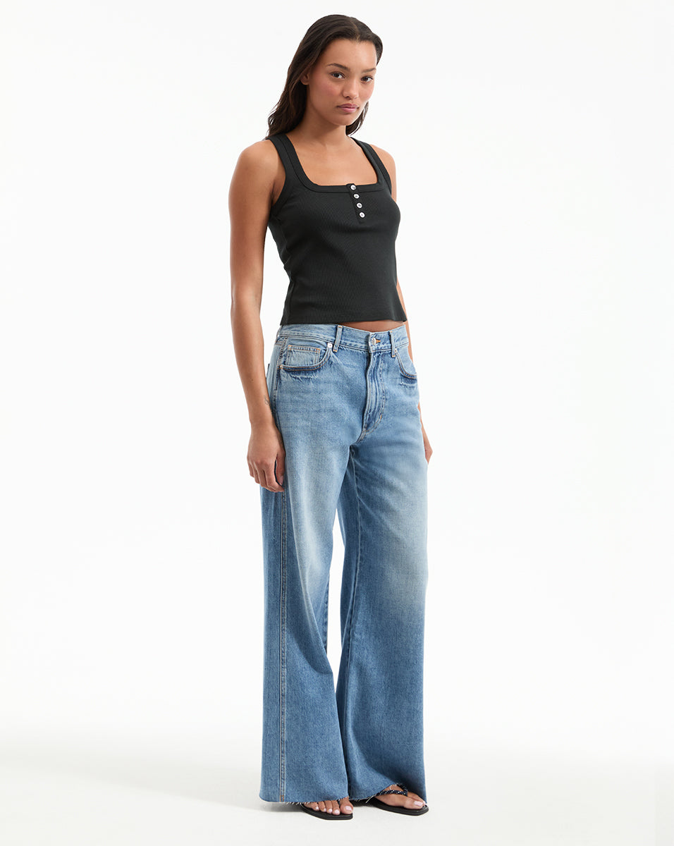 Veronica Beard Kasey Wide-Leg Jean - Dusted Glare