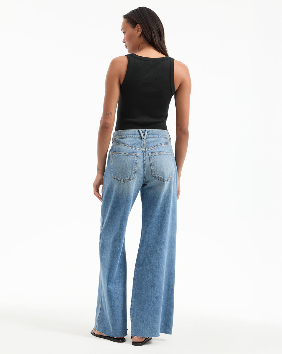 Veronica Beard Kasey Wide-Leg Jean - Dusted Glare