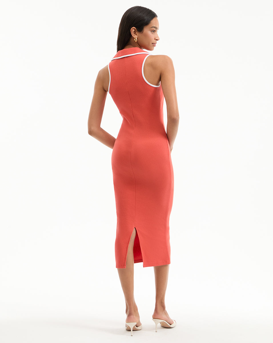Veronica Beard Darien Midi Dress - Persimmon
