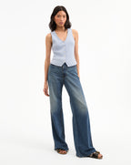 Veronica Beard Hoorne Button-Down Tank Top - Bluebell