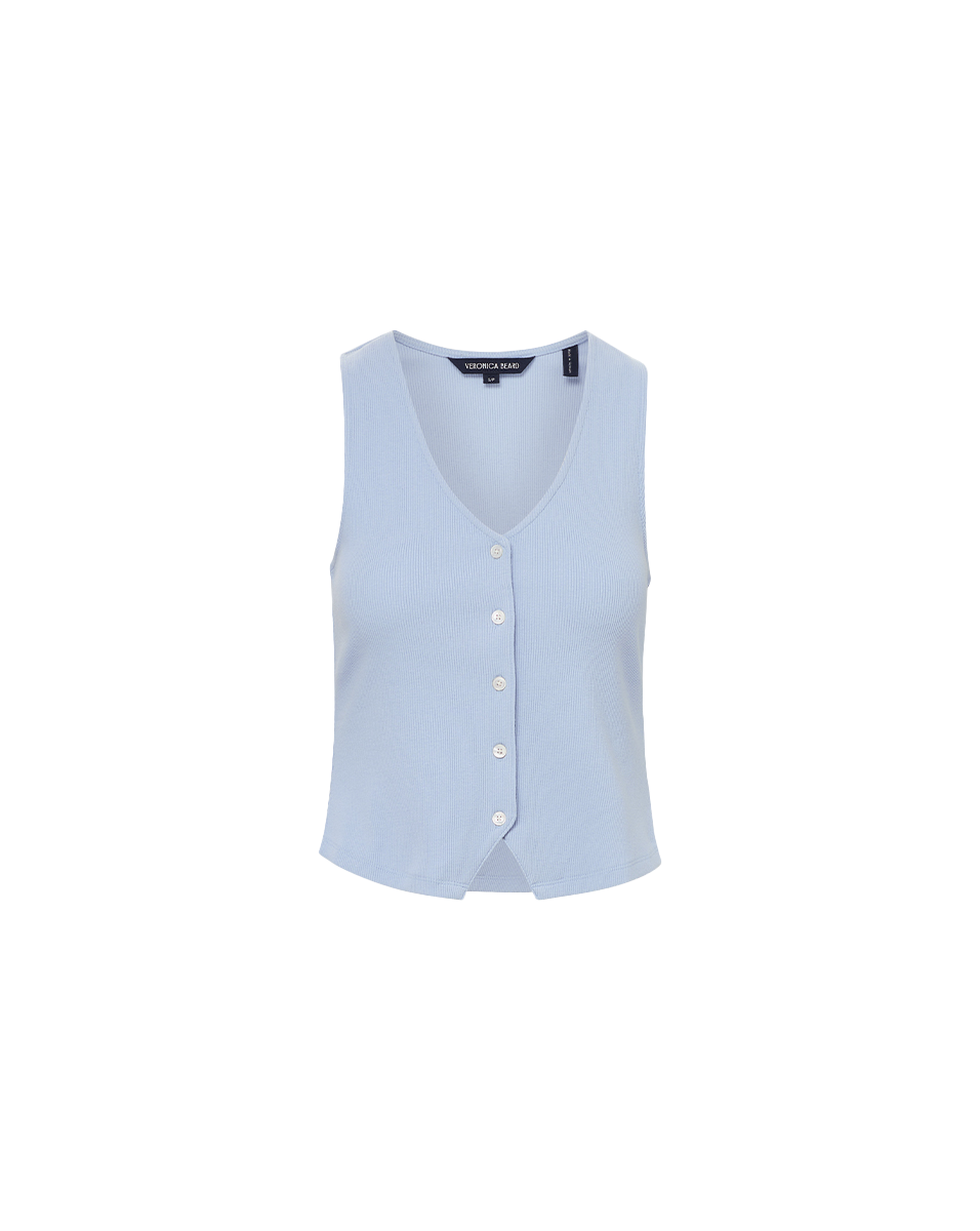 Veronica Beard Hoorne Button-Down Tank Top - Bluebell