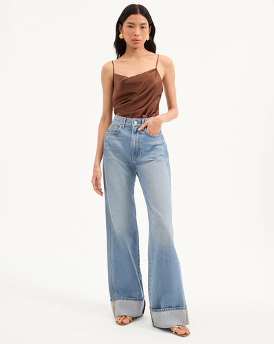 Veronica Beard Taylor Cuffed Wide-Leg Jean - Bright Nova