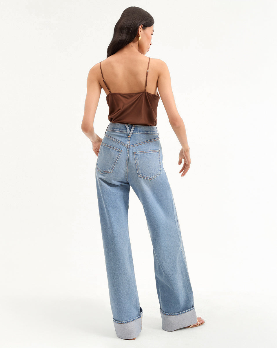 Veronica Beard Taylor Cuffed Wide-Leg Jean - Bright Nova