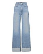 Veronica Beard Taylor Cuffed Wide-Leg Jean - Bright Nova