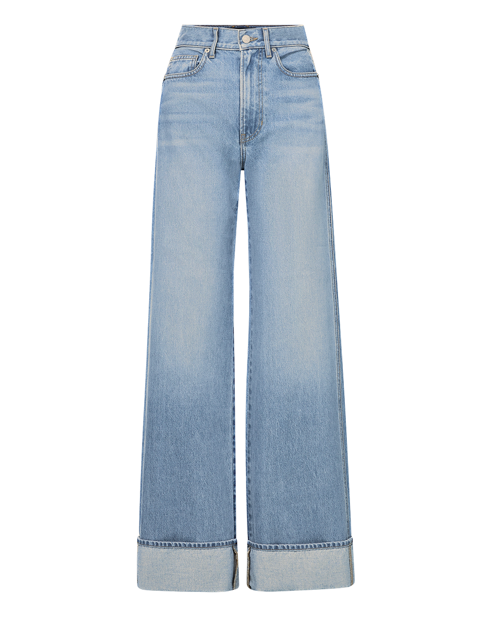 Veronica Beard Taylor Cuffed Wide-Leg Jean - Bright Nova