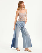 Veronica Beard Vicki Patchwork Wide-Leg Jean - Wanderer Undone