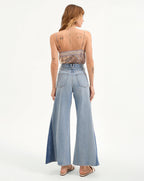 Veronica Beard Vicki Patchwork Wide-Leg Jean - Wanderer Undone