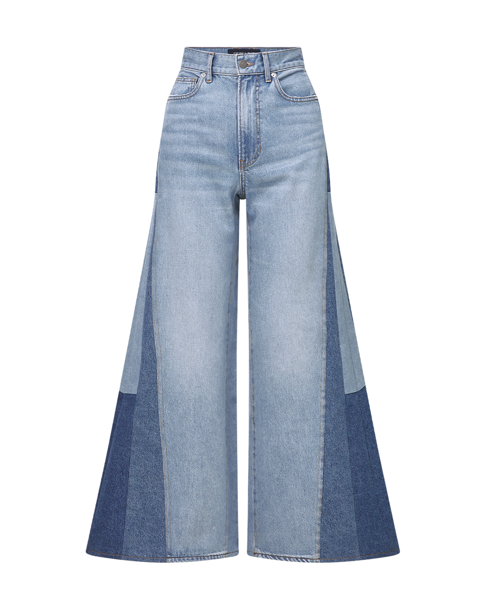 Veronica Beard Vicki Patchwork Wide-Leg Jean - Wanderer Undone