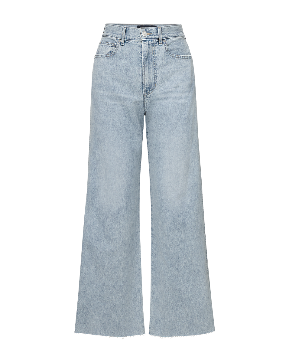 Veronica Beard Taylor Cropped Wide-Leg Jean - Pale Stone