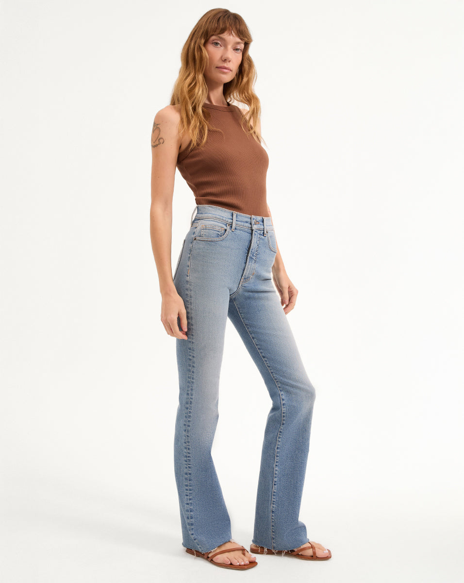 Veronica Beard Cameron Raw Hem Bootcut Jean - Riviera Breeze