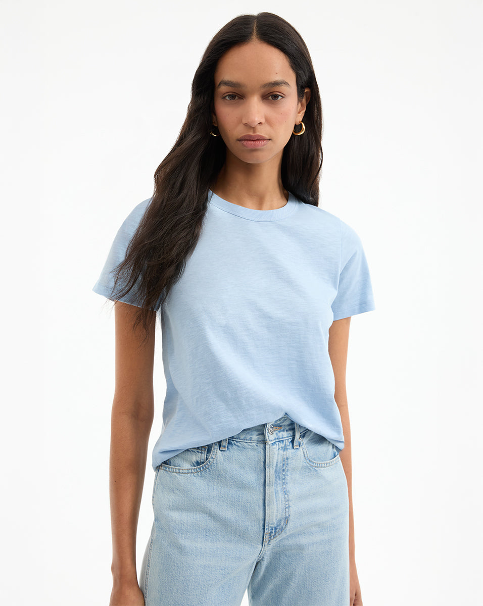 Veronica Beard Carla Cotton Crewneck T-Shirt - Bluebell