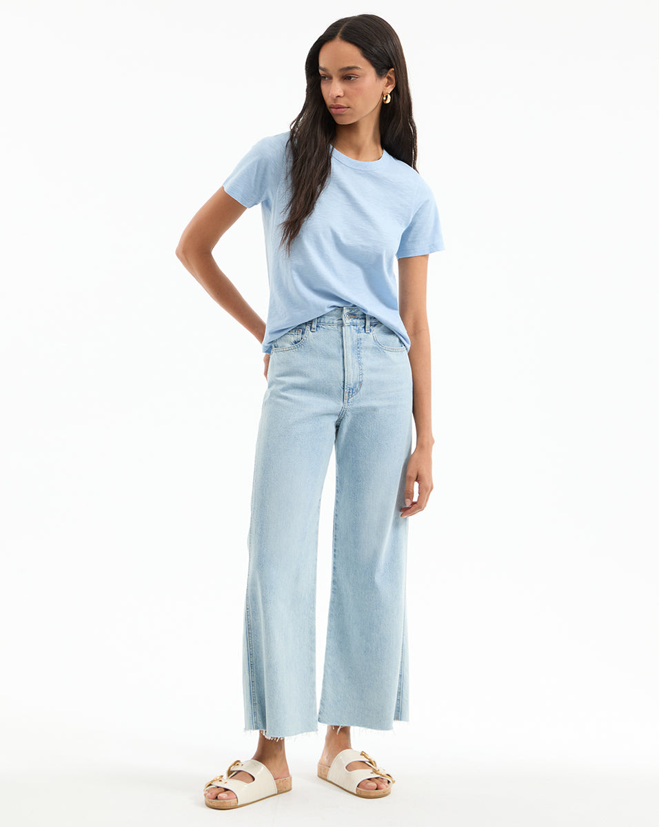 Veronica Beard Carla Cotton Crewneck T-Shirt - Bluebell