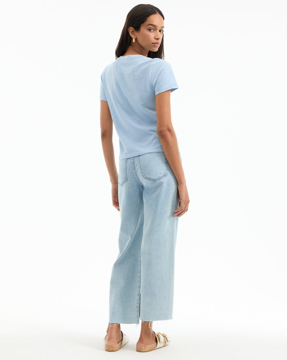 Veronica Beard Carla Cotton Crewneck T-Shirt - Bluebell