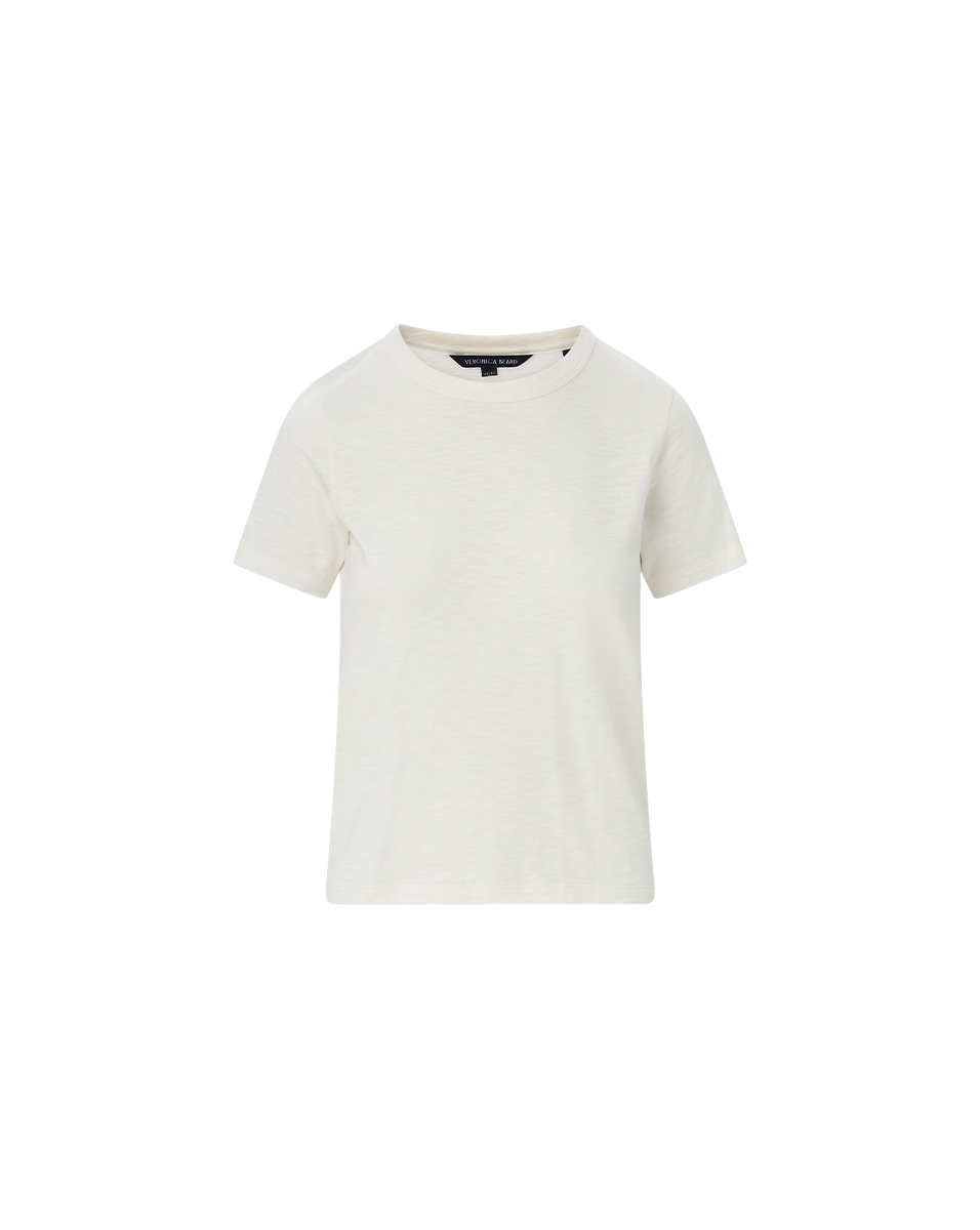 Veronica Beard Carla Cotton Crewneck T-Shirt Ecru