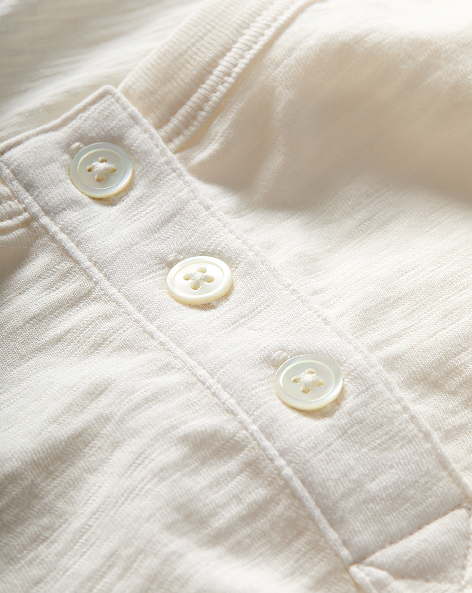 Veronica Beard Harrison Cotton Henley Tank Top - Ecru