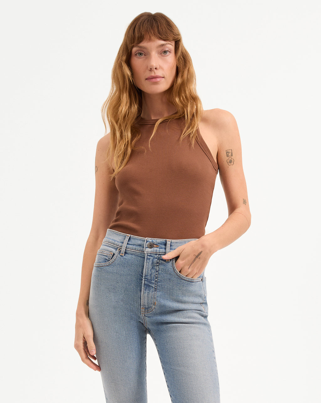 Veronica Beard Jordyn Cropped Tank Top - Light Chicory