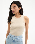 Veronica Beard Jordyn Cropped Tank Top - Limestone