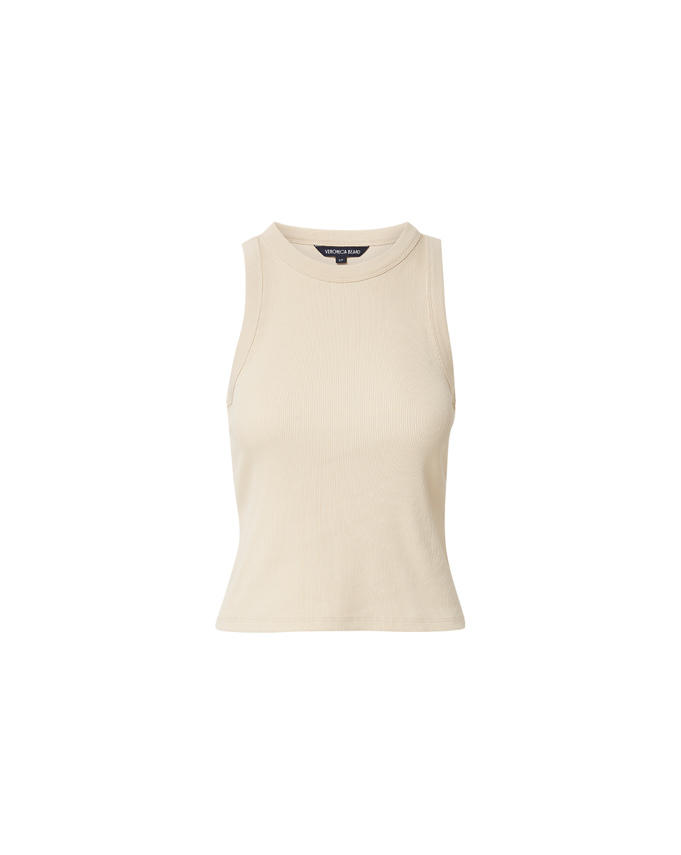 Veronica Beard Jordyn Cropped Tank Top - Limestone