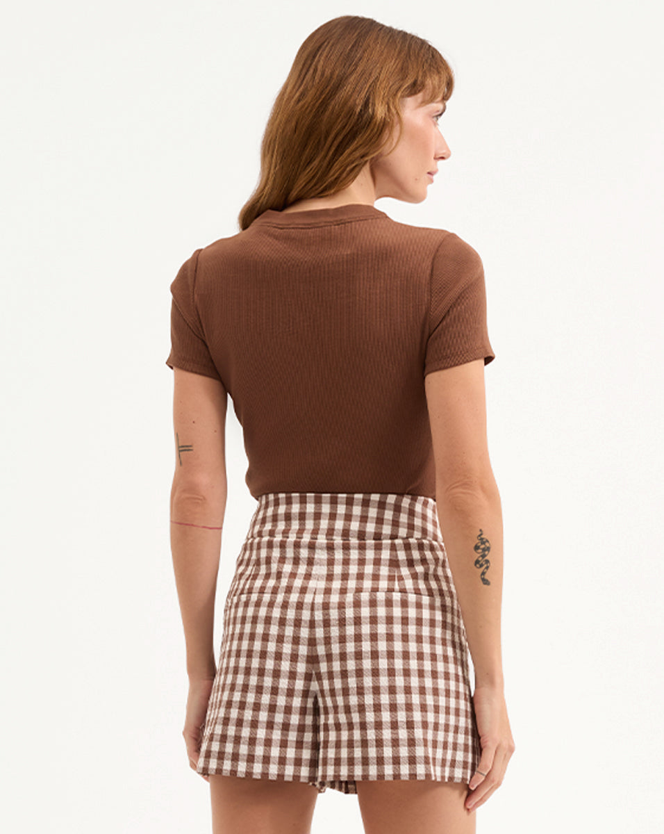 Veronica Beard Dekalb Ribbed Henley T-Shirt - Light Chicory