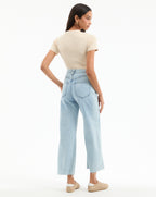Veronica Beard Dekalb Ribbed Henley T-Shirt - Limestone