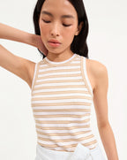 Veronica Beard Jordyn Cropped Tank Top - Khaki/White