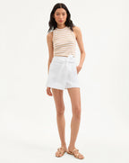 Veronica Beard Jordyn Cropped Tank Top - Khaki/White