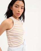 Veronica Beard Jordyn Cropped Tank Top - Khaki/White