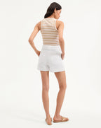 Veronica Beard Jordyn Cropped Tank Top - Khaki/White