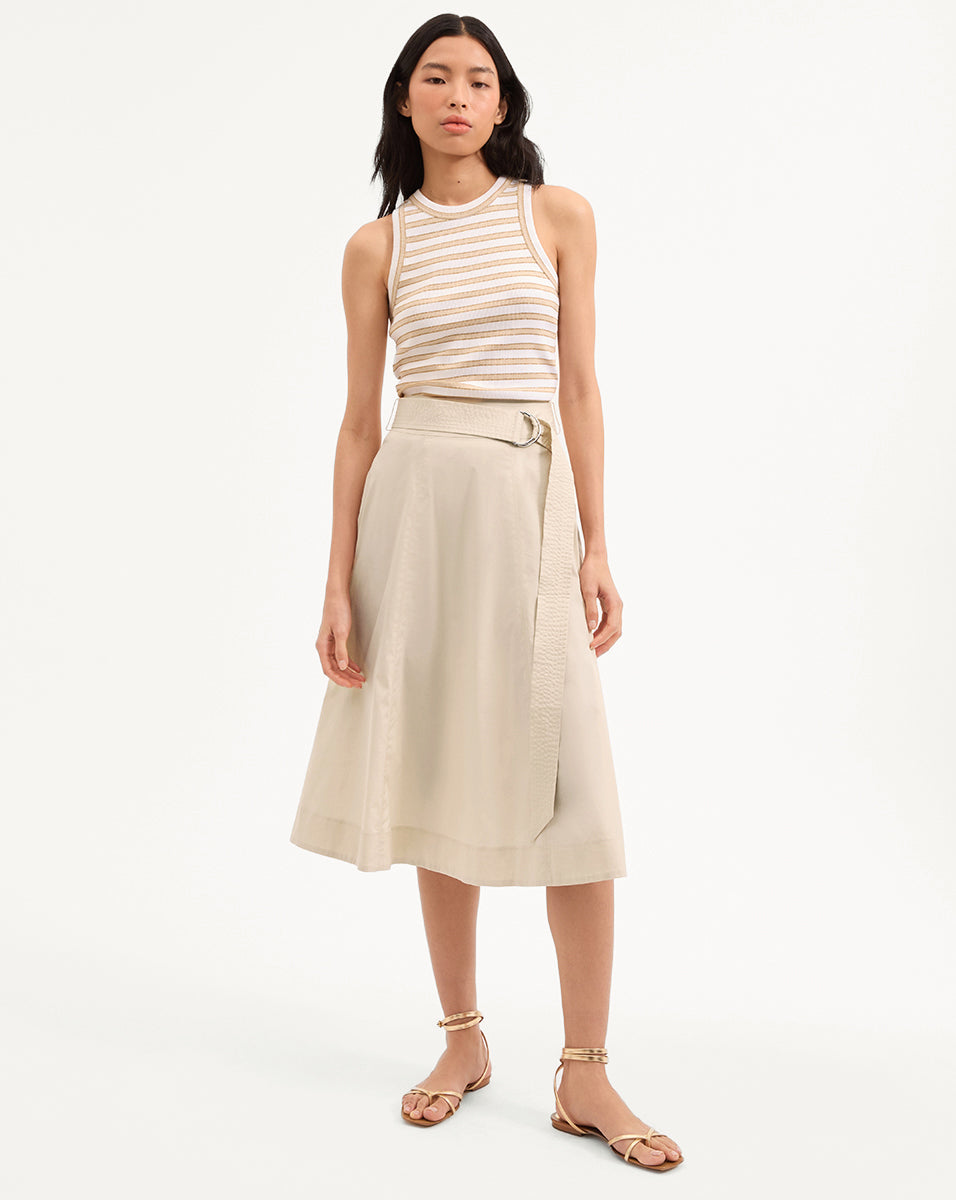Veronica Beard Jordyn Cropped Tank Top - Khaki/White