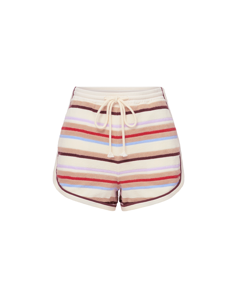 Veronica Beard Mulberry Striped Shorts Stone Khaki Multi