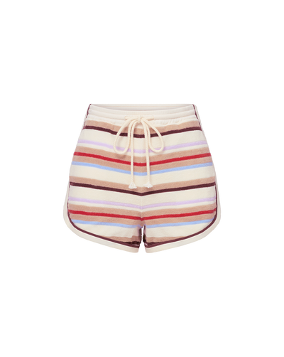 Veronica Beard Mulberry Striped Shorts Stone Khaki Multi