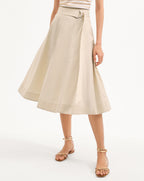 Veronica Beard Facia A-Line Midi Skirt - Limestone