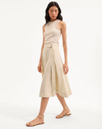 Veronica Beard Facia A-Line Midi Skirt - Limestone