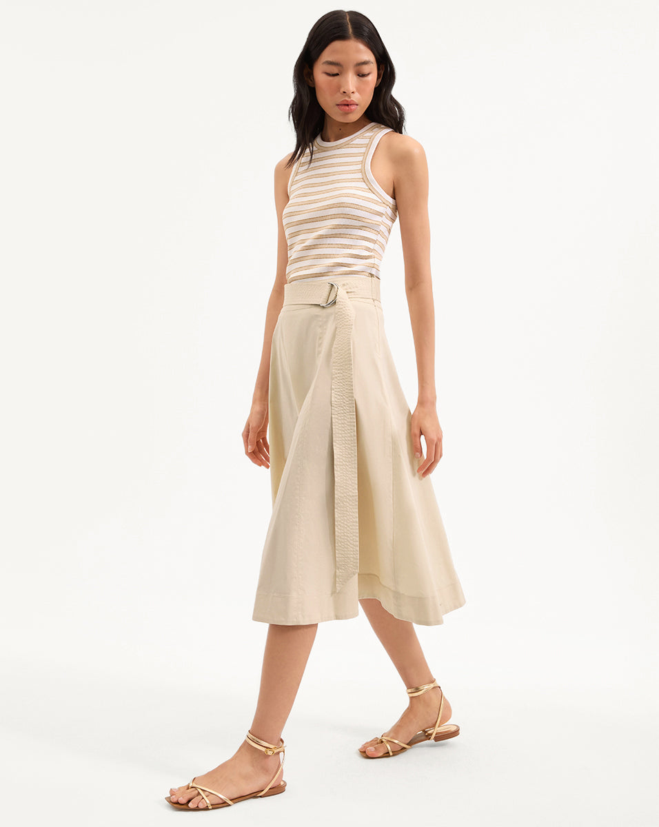 Veronica Beard Facia A-Line Midi Skirt - Limestone