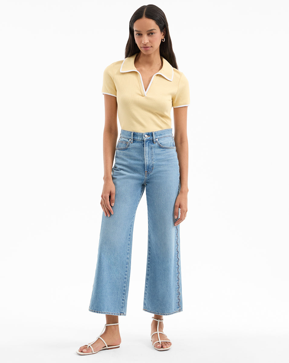 Veronica Beard Taylor Scalloped Wide-Leg Jean - Nova