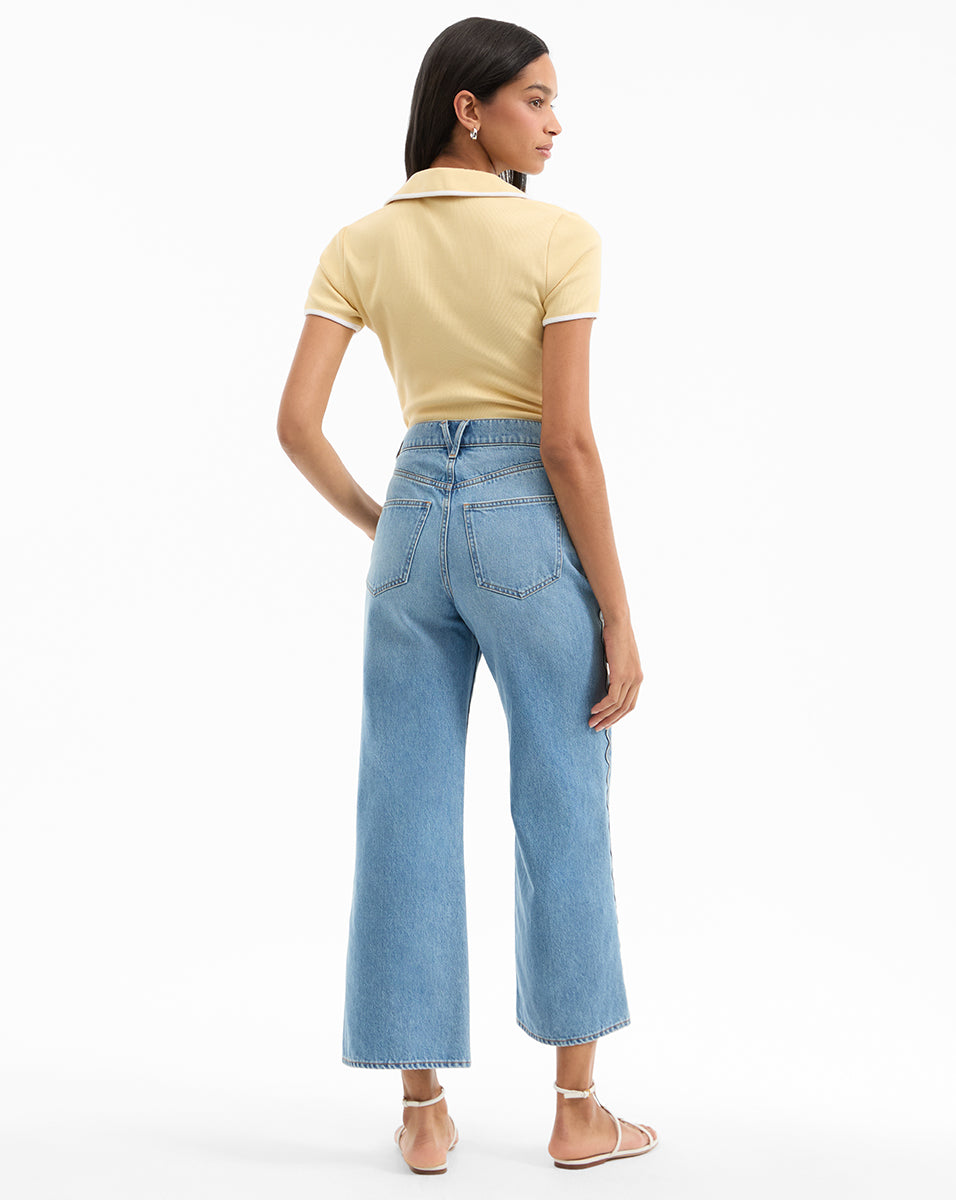 Veronica Beard Taylor Scalloped Wide-Leg Jean - Nova
